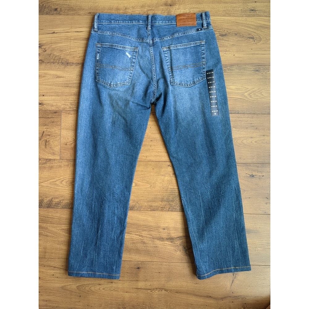 NWOT Lucky Brand Jeans Mens 221 Straight (Measures 35x28) Medium Wash Jeans Read - Picture 6 of 15